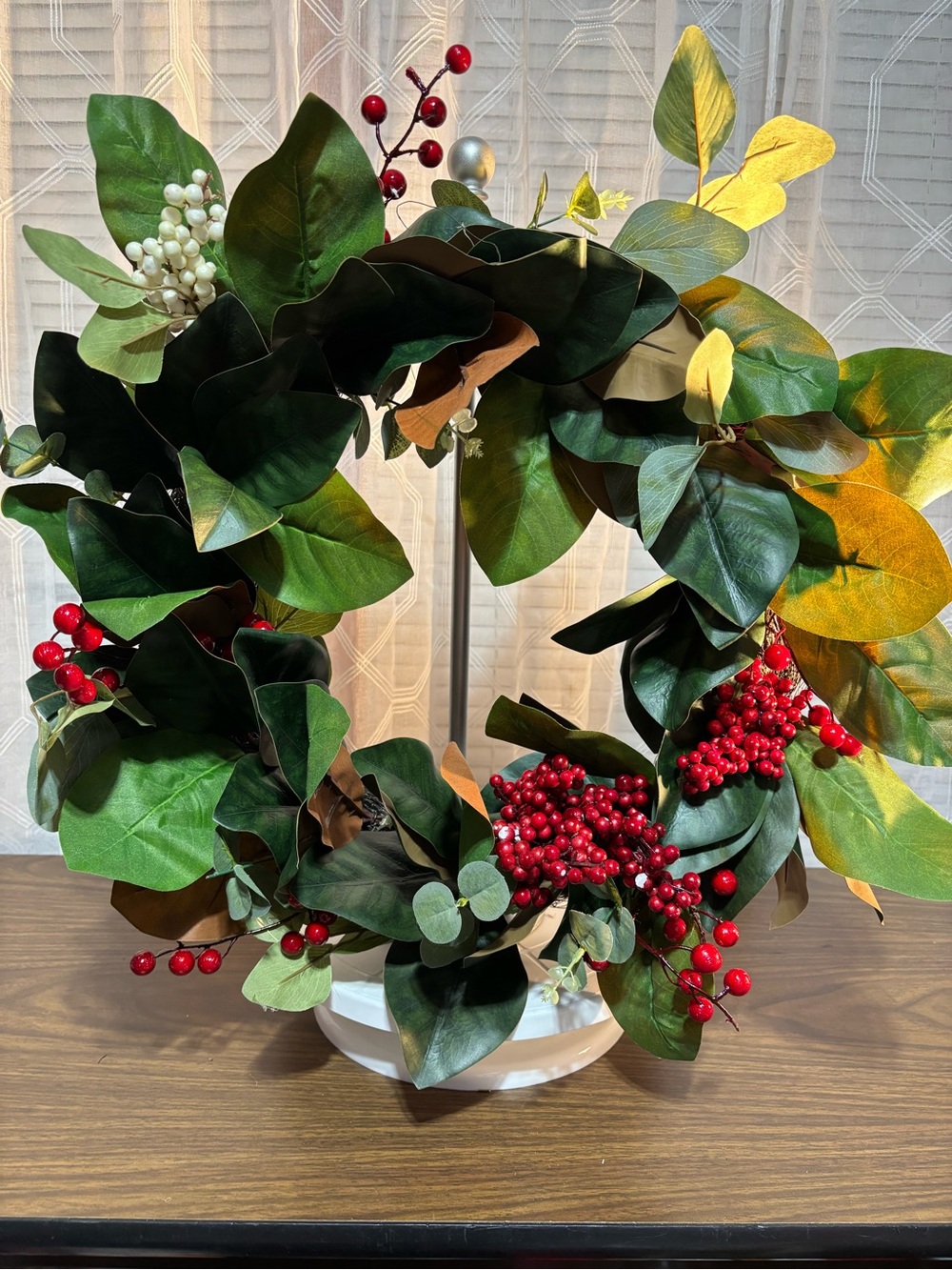 Holiday Magnolia and Berry Wreath - Green and Red 20”